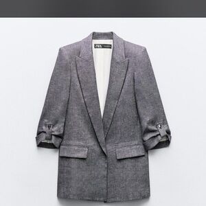 Zara Women's Blue Blazer, Brand New!! Med, Linen